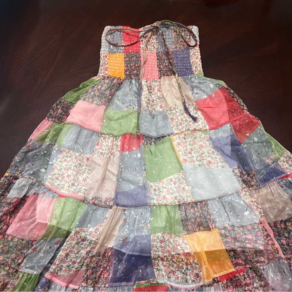 Charming Patchwork Kids Dress with Multicolor Design